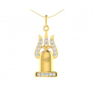 Shiv Trishul & Shivling pendant in Gold with diamonds