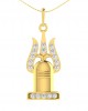 Shiv Trishul & Shivling pendant in Gold with diamonds