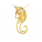 Divine Ganpati Pendant in gold with diamonds