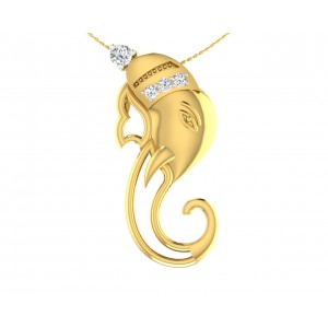 Divine Ganpati Pendant in gold with diamonds