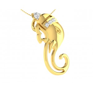 Divine Ganpati Pendant in gold with diamonds