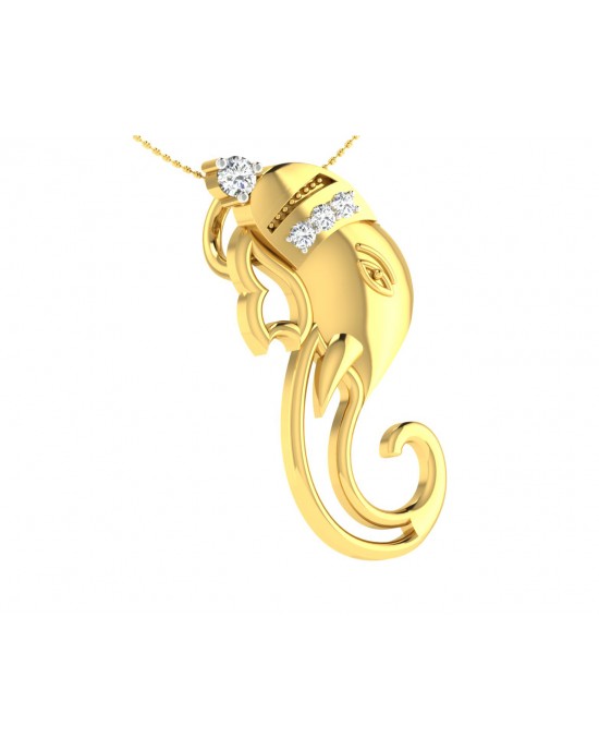 Divine Ganpati Pendant in gold with diamonds