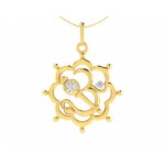 Propitious Om with Mace pendant in gold & diamonds