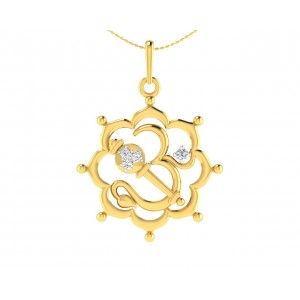 Propitious Om with Mace pendant in gold & diamonds