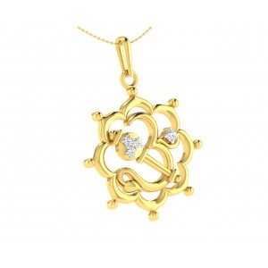 Propitious Om with Mace pendant in gold & diamonds