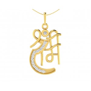 Propitious Shri Ram pendant in gold with diamonds