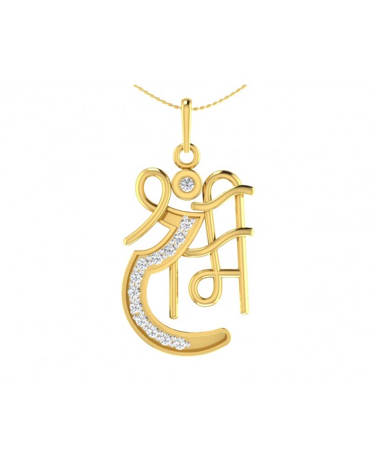 Propitious Shri Ram pendant in gold with diamonds