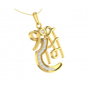 Propitious Shri Ram pendant in gold with diamonds