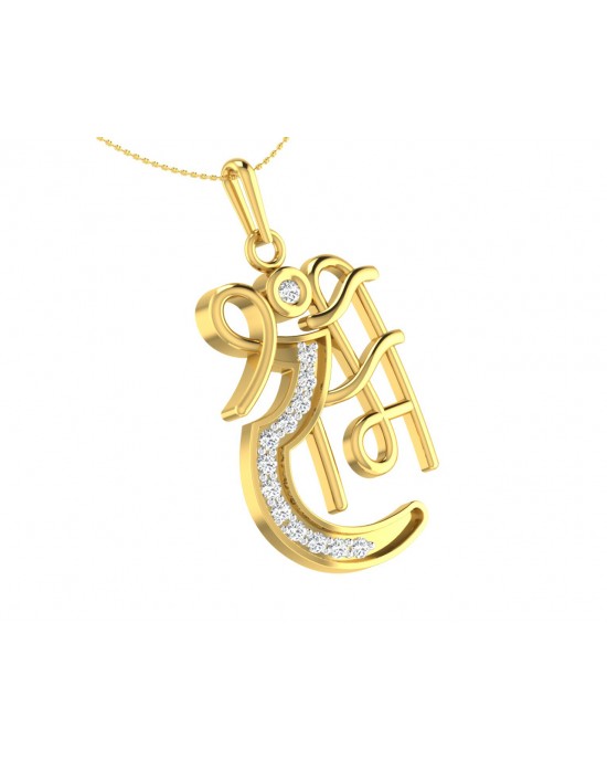 Propitious Shri Ram pendant in gold with diamonds