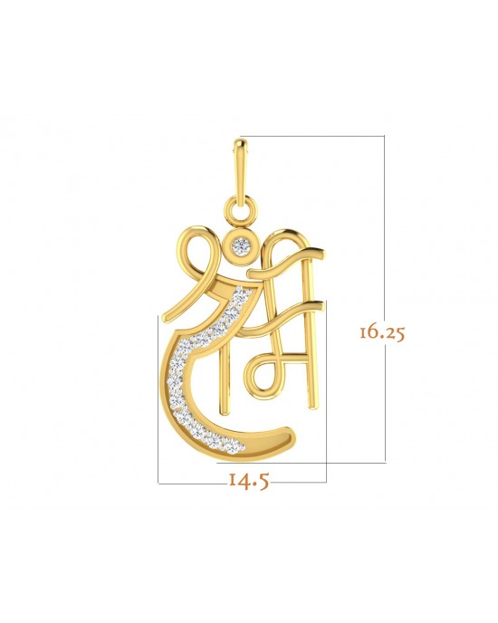 Propitious Shri Ram pendant in gold with diamonds