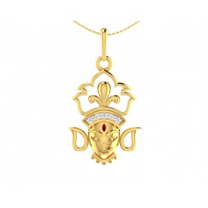 Auspicious Durga Pendant in Gold with diamonds