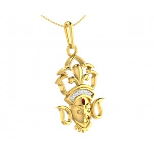 Auspicious Durga Pendant in Gold with diamonds