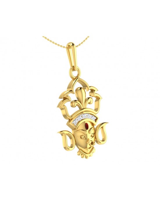 Auspicious Durga Pendant in Gold with diamonds