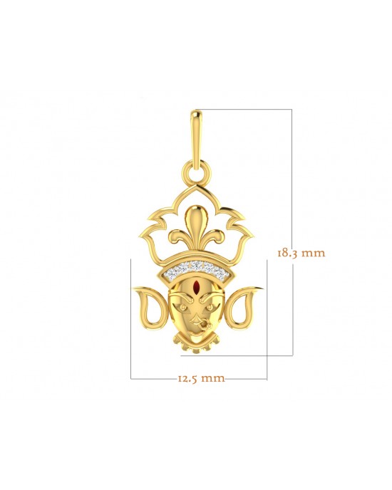 Auspicious Durga Pendant in Gold with diamonds