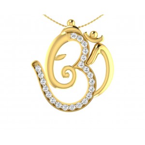 Propitious Om Ganpati Pendant in gold with diamonds