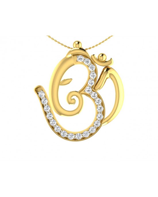 Propitious Om Ganpati Pendant in gold with diamonds