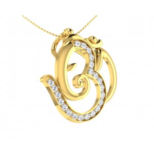 Propitious Om Ganpati Pendant in gold with diamonds