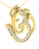 Propitious Om Ganpati Pendant in gold with diamonds