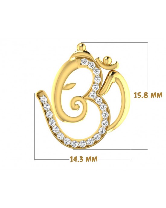 Propitious Om Ganpati Pendant in gold with diamonds