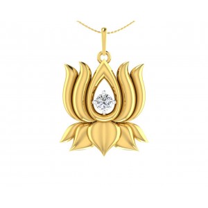 Auspicious Lotus Pendant in Gold 