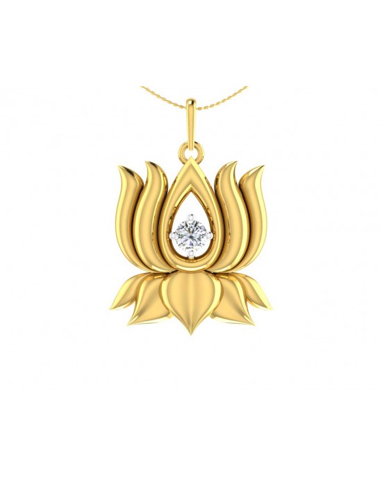 Auspicious Lotus Pendant in Gold 