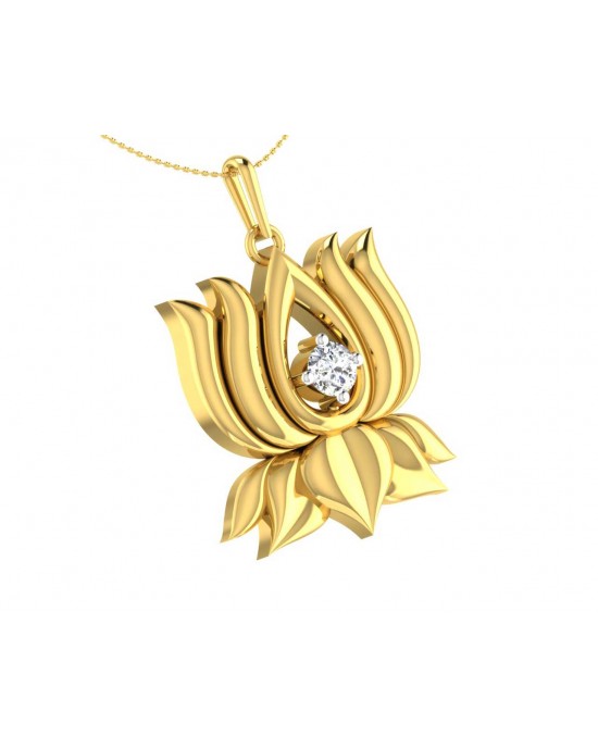 Auspicious Lotus Pendant in Gold 