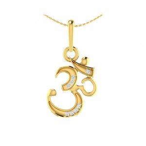 Ornate Aum Pendant in Gold with diamonds