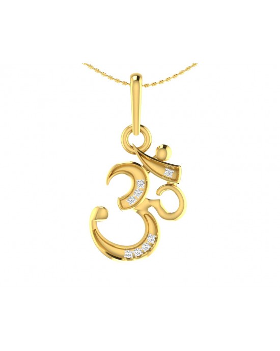 Ornate Aum Pendant in Gold with diamonds