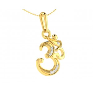 Ornate Aum Pendant in Gold with diamonds