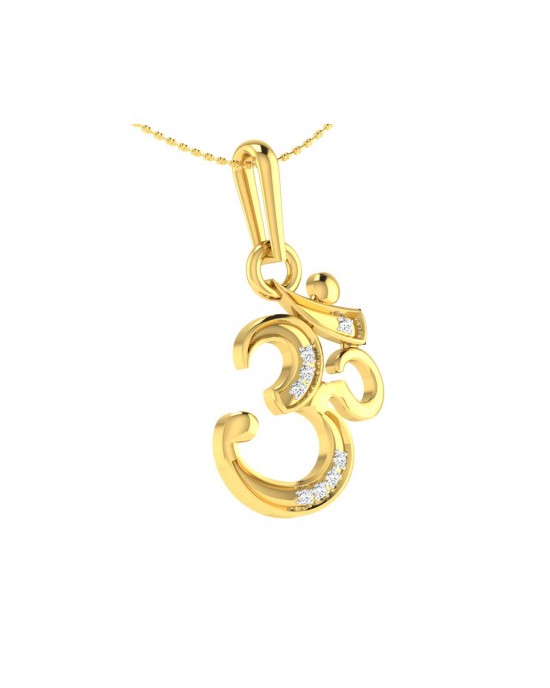 Ornate Aum Pendant in Gold with diamonds