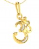 Ornate Aum Pendant in Gold with diamonds