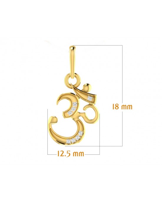 Ornate Aum Pendant in Gold with diamonds