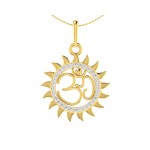 Om diamond pendant in Gold