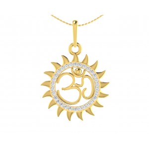 Om diamond pendant in Gold