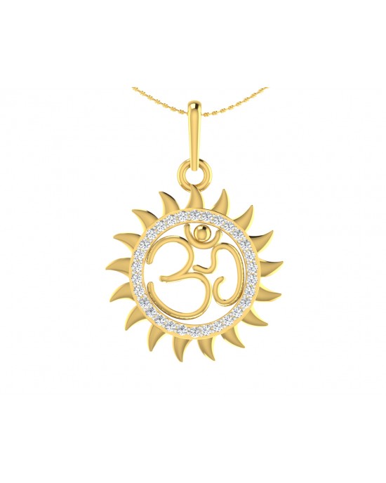 Om diamond pendant in Gold