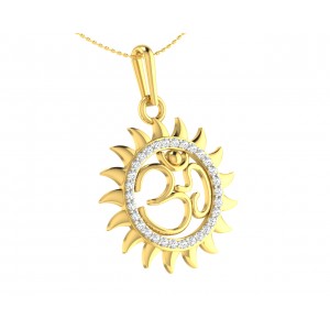 Om diamond pendant in Gold