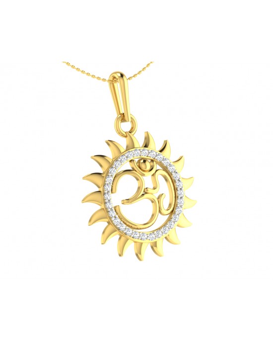 Om diamond pendant in Gold