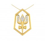 Shiv Trishul & Damroo Pendant in gold with diamonds