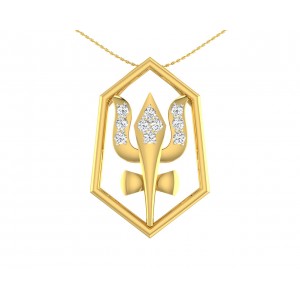 Shiv Trishul & Damroo Pendant in gold with diamonds