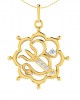 Auspicious Om with Trident pendant in Gold