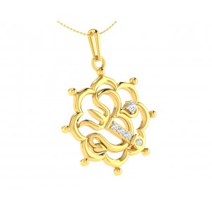 Auspicious Om with Trident pendant in Gold