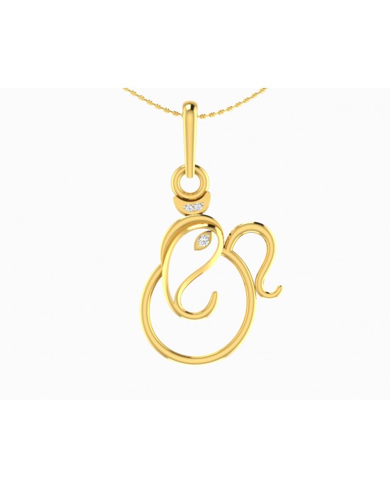 Gold Ganesh pendant with diamonds