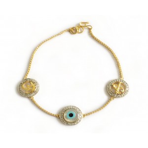 Om Evil  Eye  Krishn Pankh auspicious bracelet in Gold with diamonds 