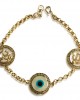 Om, Ik Onkar & Evil Eye bracelet in 14k gold