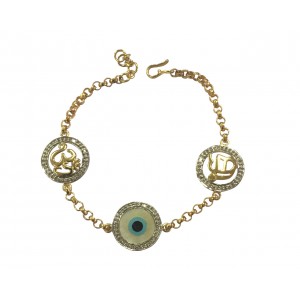 Om, Ik Onkar & Evil Eye bracelet in 14k gold