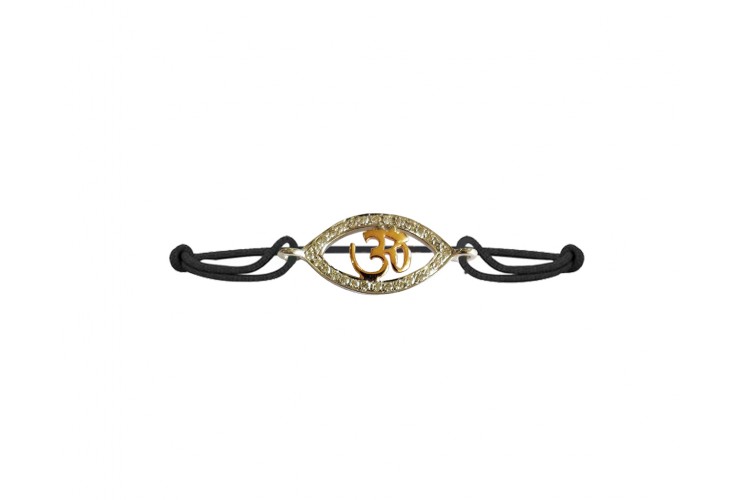 Om charm Bracelet inset in evil eye with diamonds