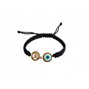 Auspicious om & evil eye joint bracelet with 10mm charm