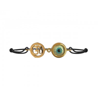 Auspicious om & evil eye joint bracelet with 10mm charm