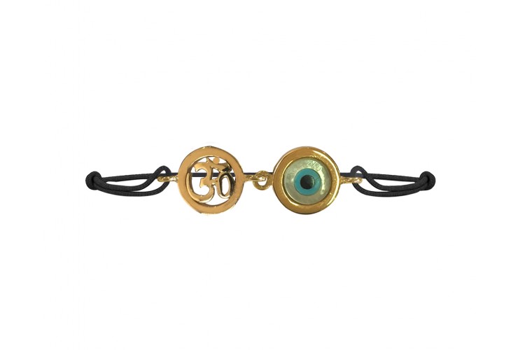 Auspicious om & evil eye joint bracelet with 10mm charm