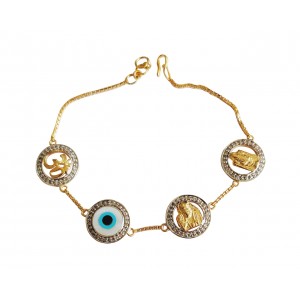 Om, Evileye, Sairam & Balaji bracelet in gold with diamonds